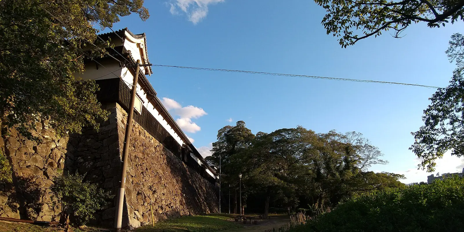Tamon-yagura turret above the stone walls of Fukuoka Castle Ruins in Maizuru Park